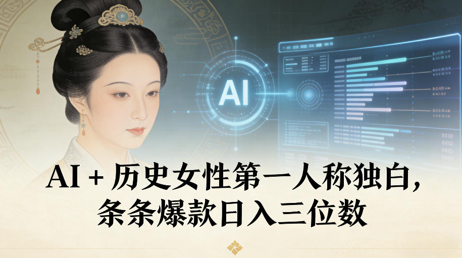 AI+历史女性第一人称独白，条条爆款日入三位数-钱途社